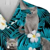 Floral Gray British Shorthaired Cat Hawaii Shirt, Tommy Bahama Hawaiian Shirts, Aloha Shirt For Mens, Womens