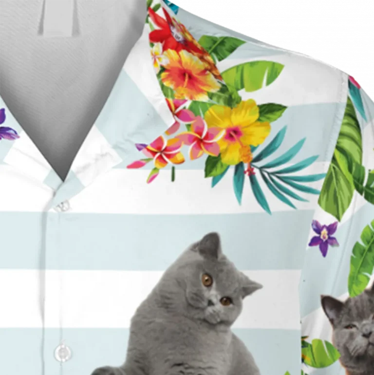 Funny British Shorthair White Hawaiian T-shirt, Magnum Pi Shirt, Aloha Shirt For Mens, Womens