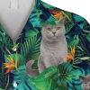 Gray Shorthair Cat Green Hawaii T-shirt, Tactical Hawaiian Shirt, Aloha Shirt For Mens, Womens