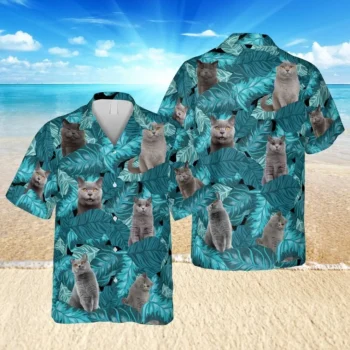 British Shorthaired Tropical Hawaii Shirt, Mother's Day Gift, Aloha Shirt For Mens, Womens