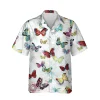 Funny Butterfly White Hawaii Shirt, Summer Outfit, Aloha Shirt For Mens, Womens
