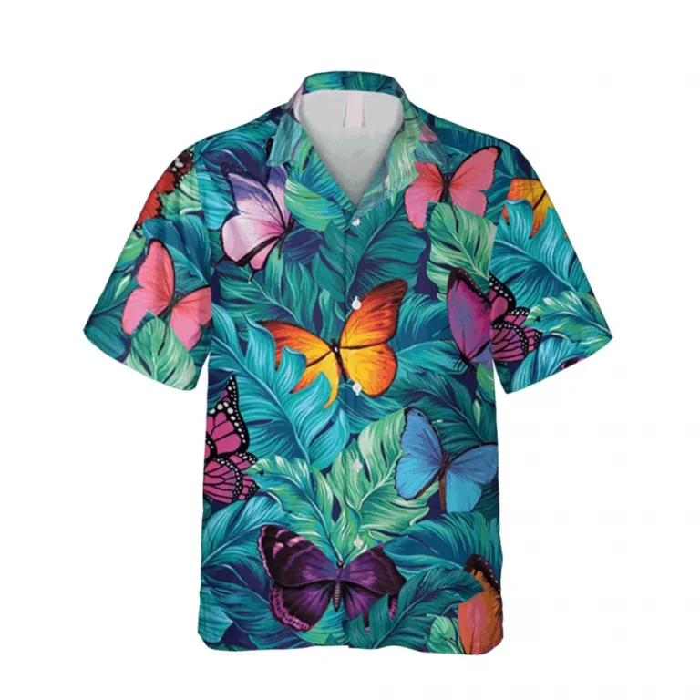 Butterfly Tropical Leaves Hawaii Shirt, Gift For Her, Aloha Shirt For Mens, Womens