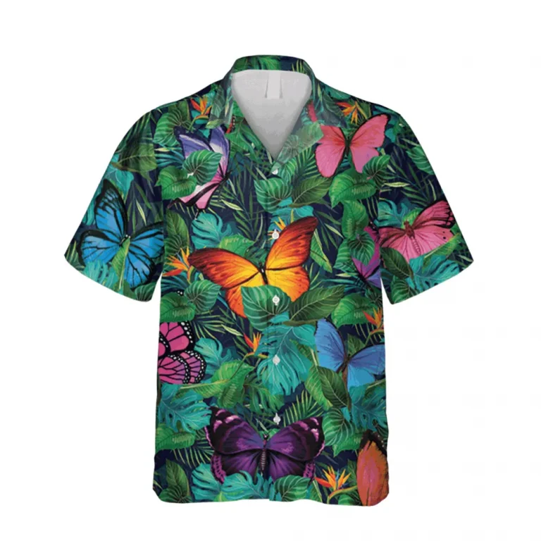 Colorful Butterfly Hawaiian Shirt, 3d T-shirt, Aloha Shirt For Mens, Womens