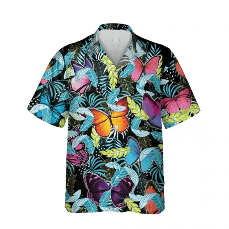 Neon Butterflies Hawaiian Shirt, 3d Apparel For Women, Aloha Shirt For Mens, Womens