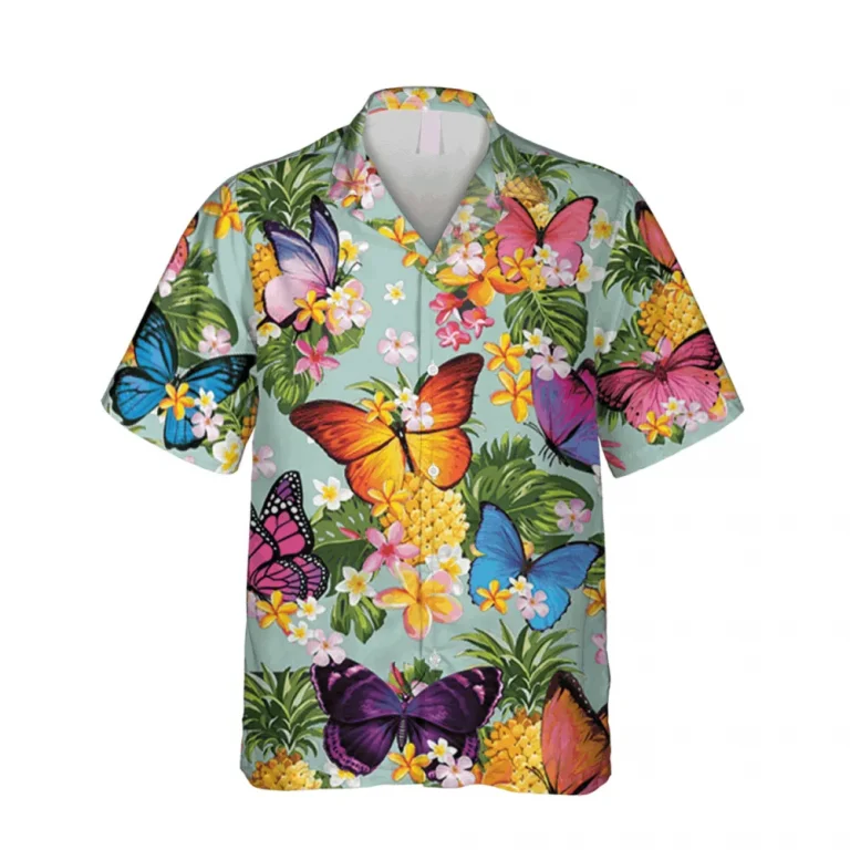 Butterflies And Pineapple Hawaii Shirt, Fruits Summer Shirt, Aloha Shirt For Mens, Womens
