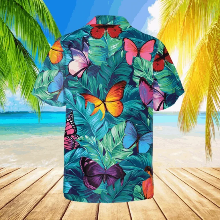 Butterfly Tropical Leaves Hawaii Shirt, Gift For Her, Aloha Shirt For Mens, Womens