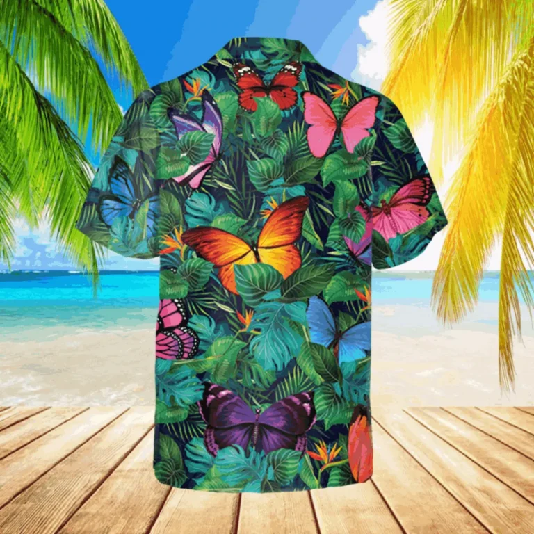 Colorful Butterfly Hawaiian Shirt, 3d T-shirt, Aloha Shirt For Mens, Womens