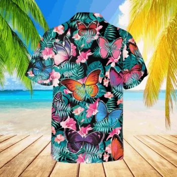Butterfly Hibicus Hawaii Shirt, Flowers Beach Apparel, Aloha Shirt For Mens, Womens