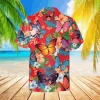 Red Butterfly Hawaiian T-shirt, Father's Day Gift, Aloha Shirt For Mens, Womens