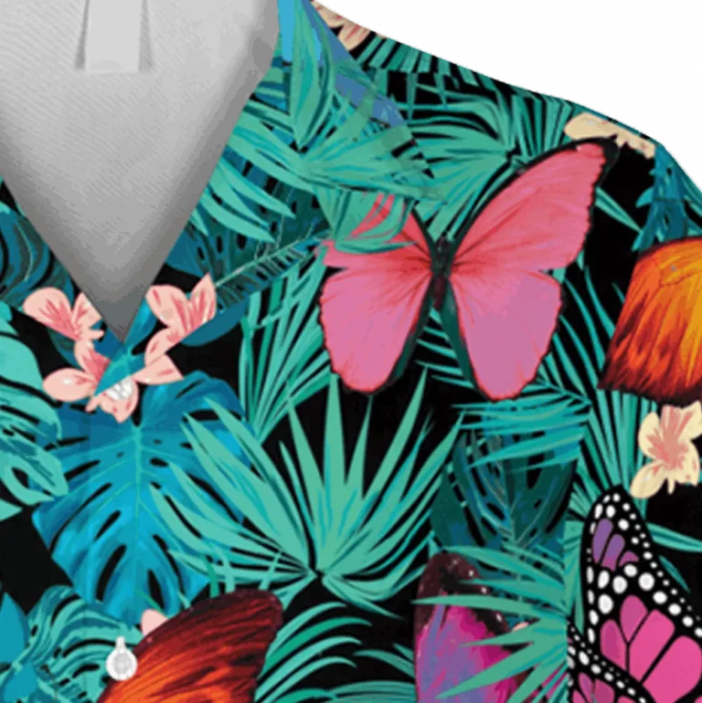 Butterflies Green Hawaii T-shirt, Beach Outfit For Men, Aloha Shirt For Mens, Womens