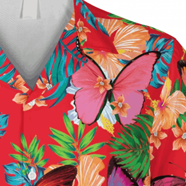 Red Butterfly Hawaiian T-shirt, Father's Day Gift, Aloha Shirt For Mens, Womens