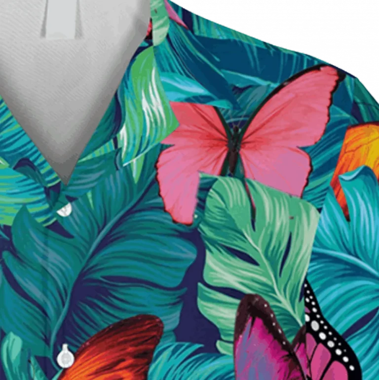 Butterfly Tropical Leaves Hawaii Shirt, Gift For Her, Aloha Shirt For Mens, Womens