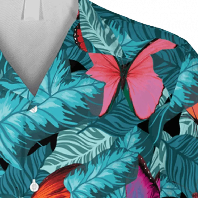 Butterflies Blue Hawaiian T-shirt, Summer Shirt, Aloha Shirt For Mens, Womens