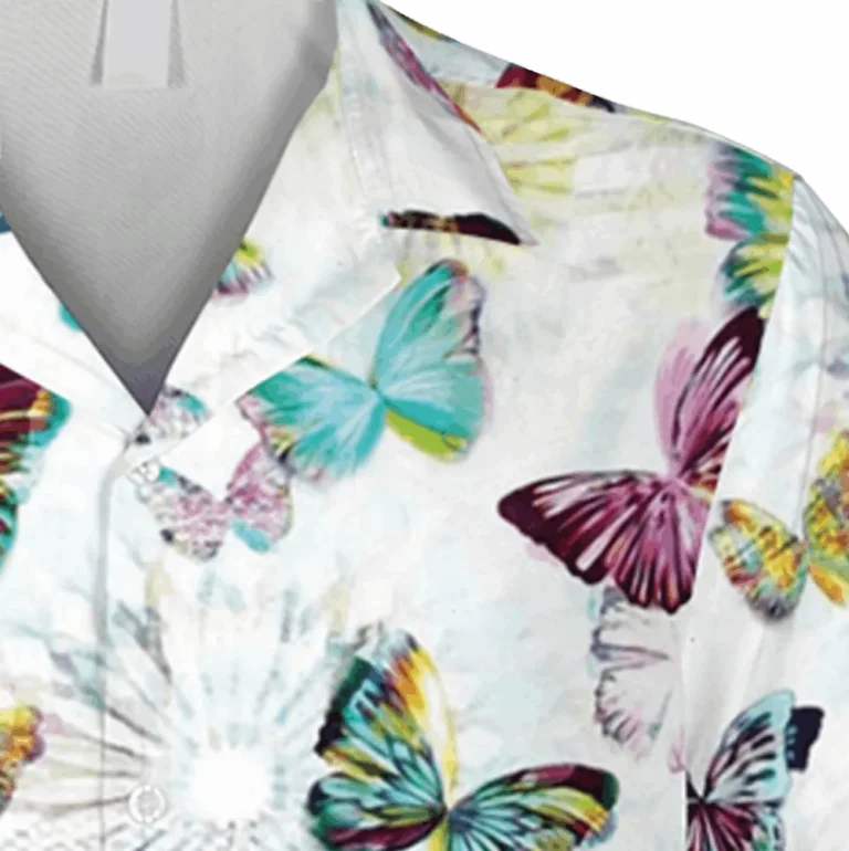 Funny Butterfly White Hawaii Shirt, Summer Outfit, Aloha Shirt For Mens, Womens