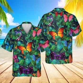 Colorful Butterfly Hawaiian Shirt, 3d T-shirt, Aloha Shirt For Mens, Womens