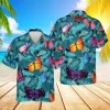 Butterflies Blue Hawaiian T-shirt, Summer Shirt, Aloha Shirt For Mens, Womens