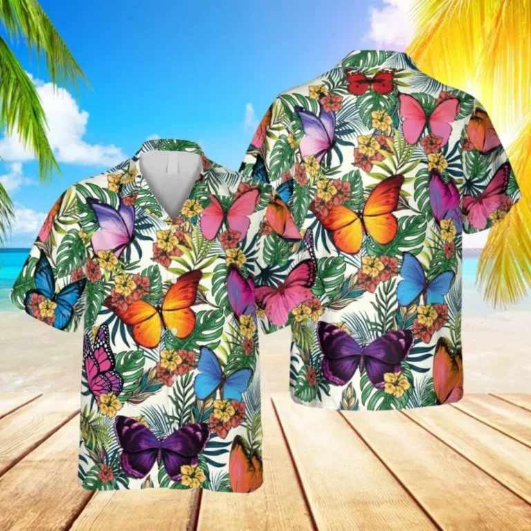 Tropical Butterfly 3d Hawaiian Shirt, Mother's Day Gift, Aloha Shirt For Mens, Womens