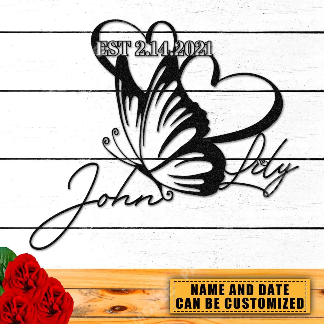 butterfly_204.webp Custom Butterfly Valentines Day Metal Decor, Steel Gift For Him, Her