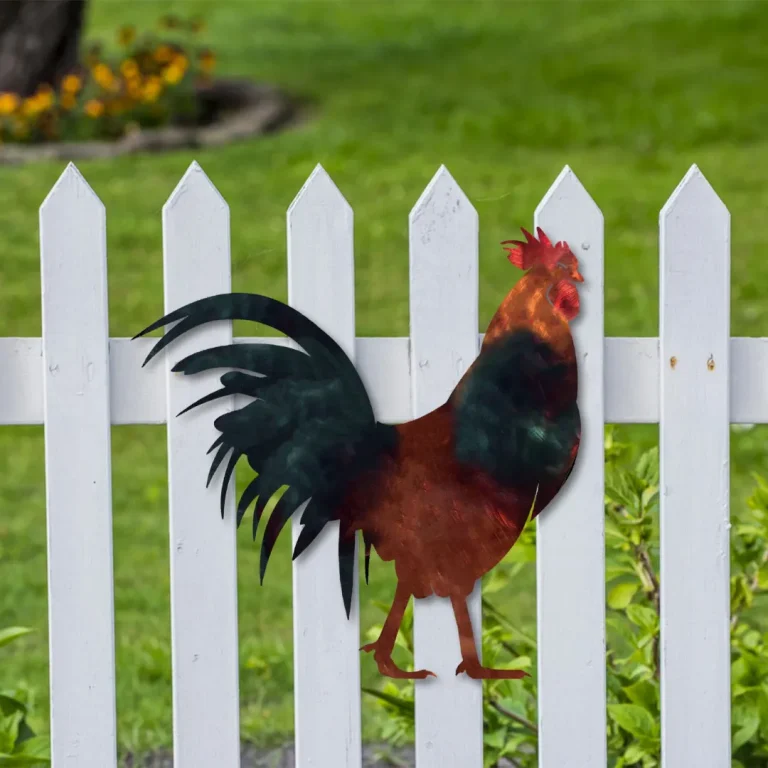 Vintage Rooster Metal Farm Art, Rooster Steel Fence Plaque