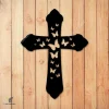 Cross With Butterflies Jesus Metal Sign, Butterflies, Christianity Indoor Plaque Metal Sign