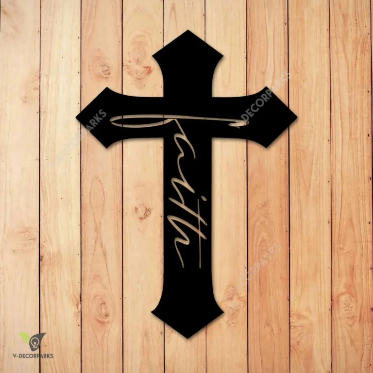 Faith Cross Jesus Metal Art, Faith Iron Living Room Decor Metal Sign