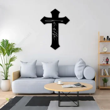 Faith Cross Jesus Metal Art, Faith Iron Living Room Decor Metal Sign