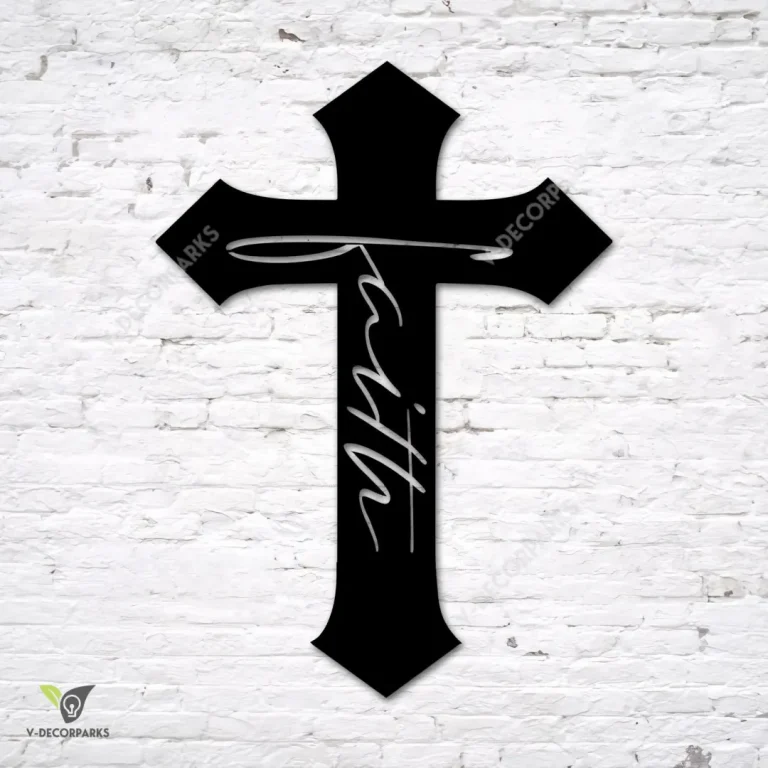 Faith Cross Jesus Metal Art, Faith Iron Living Room Decor Metal Sign