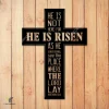 He Is Not Here For He Is Risen Cross Metal Wall Art, Jesus Rust Resistant Plaque For Christmas Metal Sign