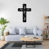 Cross And Flowers Metal Wall Decoration, Jesus Christ Inner Accent Metal Sign