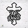 He Is Risen Jesus Cross Metal Art, God Welded House Decor Metal Sign