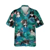 Floral Tuxedo Kitten Hawaiian Shirt, Beach T-shirt, Aloha Shirt For Mens, Womens