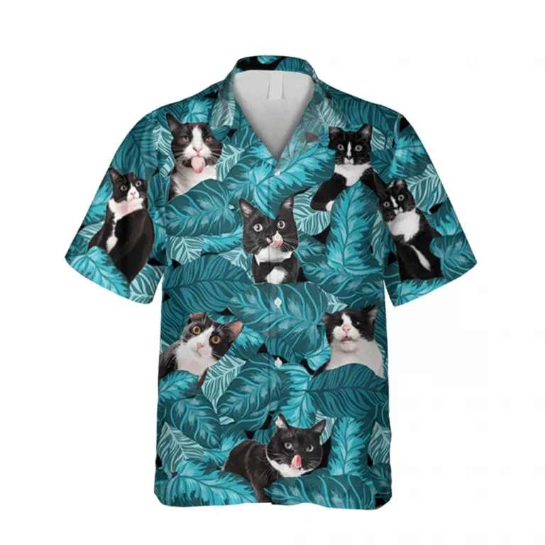 Tuxedo Cats Tropical Hawaii T-shirt, Gift For Cat Lovers, Aloha Shirt For Mens, Womens