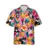 Tuxedo Kitty And Fruits Pink Hawaiian T-shirt, Beach Shirt For Mom, Aloha Shirt For Mens, Womens