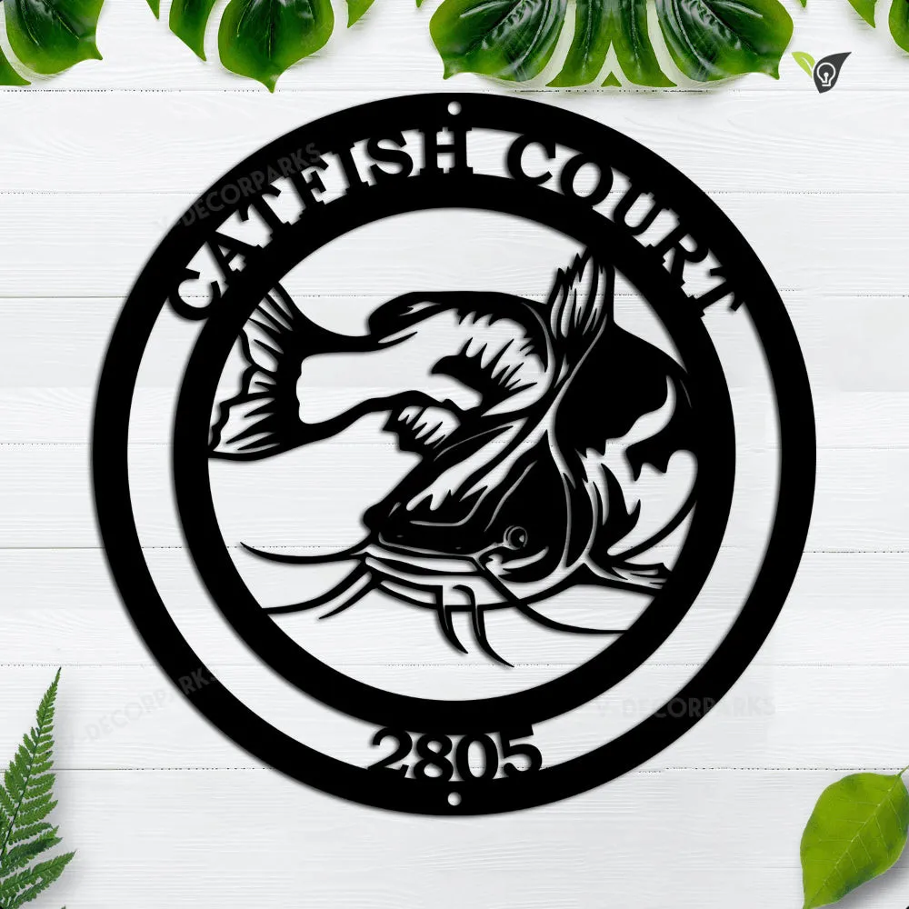 ca-tre_18in.webp Custom Catfish Fishing Metal Wall Art, Personalized Catfish Name Sign Decoration For Room, Catfish Home Decor, Custom Catfish, Lake House Decor