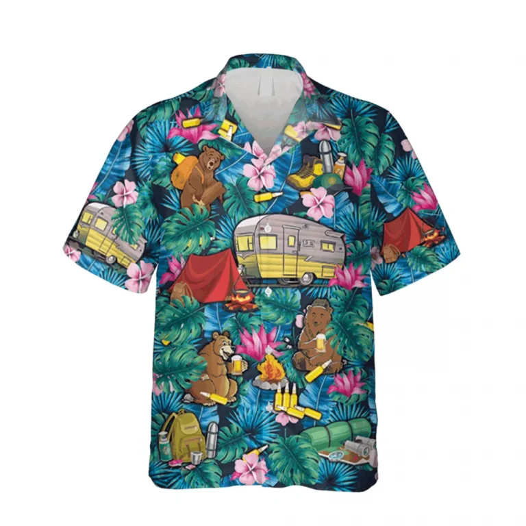 Floral Camping Hawaiian Shirt, Camping Rv Men T-shirt, Aloha Shirt For Mens, Womens