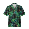 Cute Black Cats Green Hawaiian T-shirt, Summer Clothing, Aloha Shirt For Mens, Womens