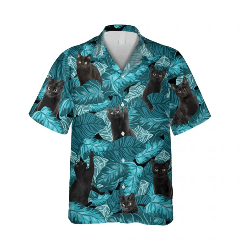 Black Kitty Hawaii T-shirt, Tommy Bahama Hawaiian Shirts, Aloha Shirt For Mens, Womens