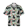 Tropical Flowers Black Cat Hawaiian T-shirt, Mother's Day Gift, Aloha Shirt For Mens, Womens