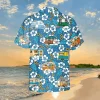 Flowers And Campers Blue Hawaiian Shirt, Gift For Husband, Aloha Shirt For Mens, Womens