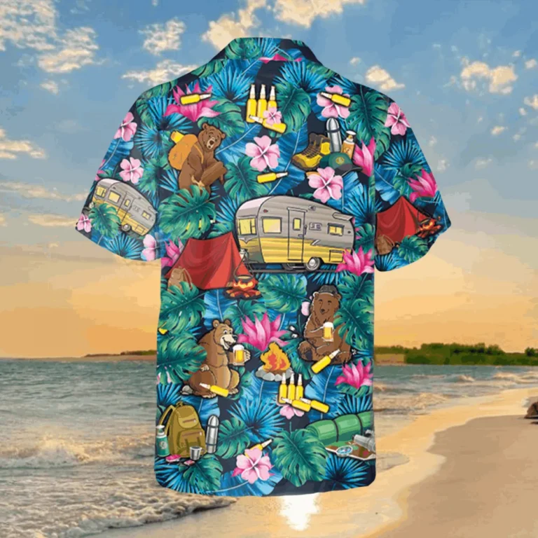 Floral Camping Hawaiian Shirt, Camping Rv Men T-shirt, Aloha Shirt For Mens, Womens