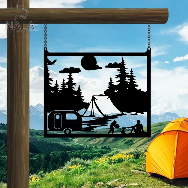 Personalized Name Camping Metal Gate Decor, Camping Metal Hanging Sign, Garden Hanging Decor, Gift For Camping Lovers