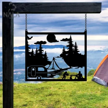 Personalized Name Camping Metal Gate Decor, Camping Metal Hanging Sign, Garden Hanging Decor, Gift For Camping Lovers