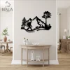 Bigfoot And Bears Go Hiking Decorative Metal Art, Sasquatch Camping Metal Wall Art, Wall Hanging Decor