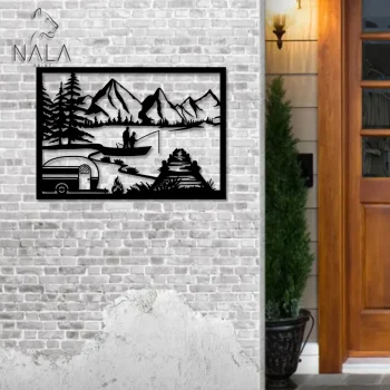 Father And Son Fishing Decorative Metal Panel, Camping And Fishing Metal Wall Art, Outdoor Wall Decor, Gift For Dad