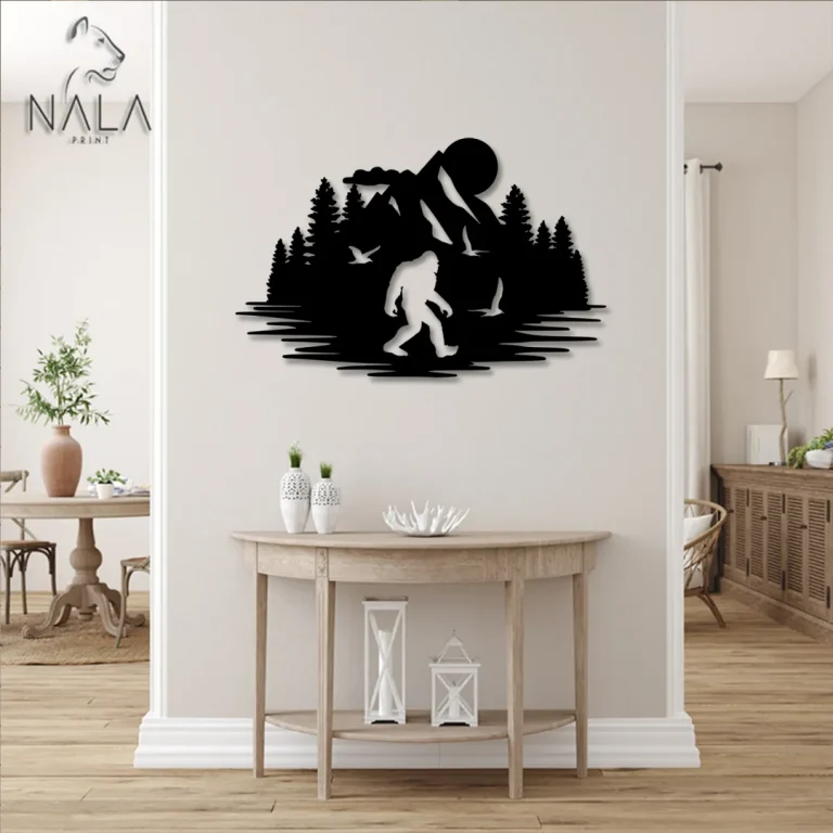 Bigfoot Sunset Decorative Metal Art, Sasquatch Metal Wall Decor, Outdoor Wall Art, Gift For Bigfoot Lovers