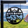 Personalized Camper Vans Metal Hanging Sign, Camping Metal Gate Decor, Garden Hanging Sign, Custom Door Decor For Camping Lovers