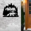 Man And Dog Camping Decorative Metal Art, Campfire Metal Wall Decor, Outdoor Wall Hanging, Perfect For Camping Lovers