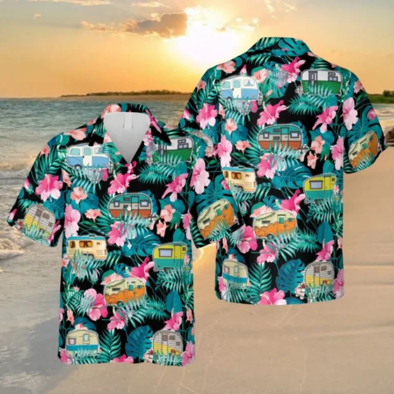 Pink Hibicus Rv Camping Hawaiian Shirt, Mother's Day Gift, Aloha Shirt For Mens, Womens