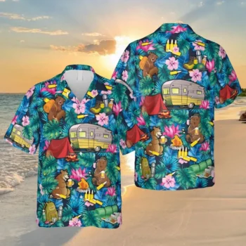 Floral Camping Hawaiian Shirt, Camping Rv Men T-shirt, Aloha Shirt For Mens, Womens