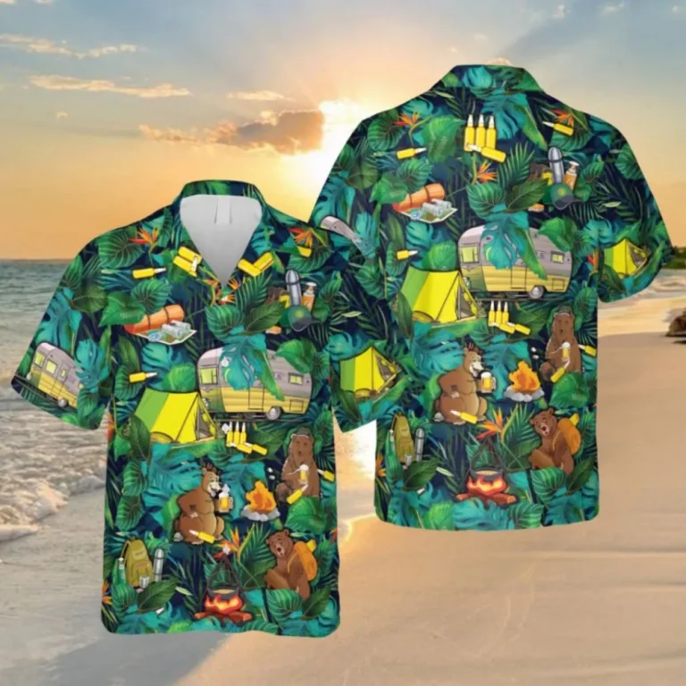 Camping With Beer Hawaiian T-shirt, Camping Tent Apparel, Aloha Shirt For Mens, Womens